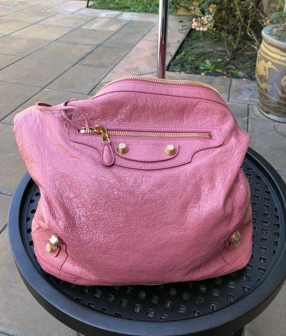 Vintage Balenciaga City Hobo Bag – Pink Berry Leather Rare Designer Handbag