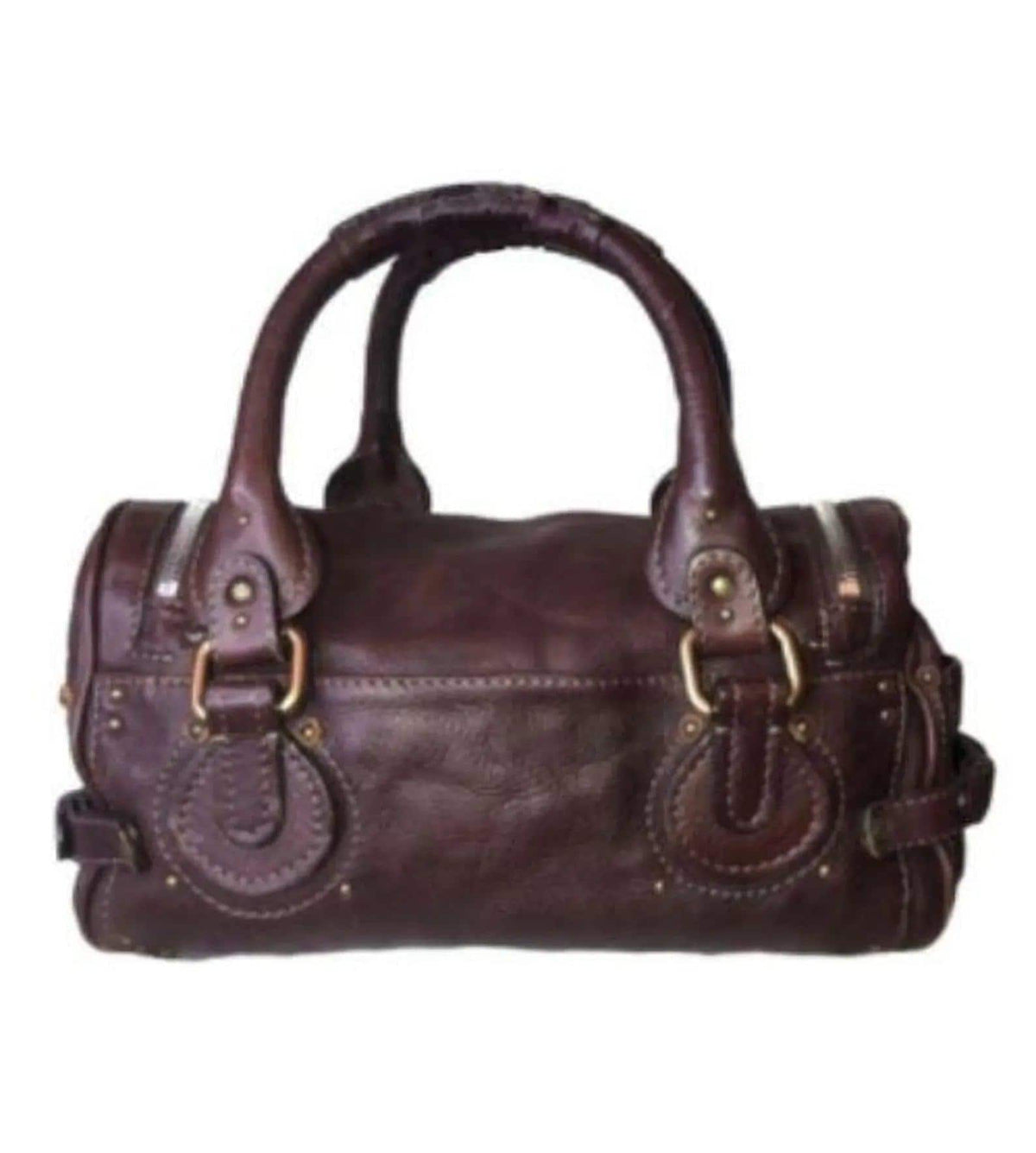 Authentic Vintage 90s Chloé Paddington Bag - Dark Reddish Brown Leather Handbag - Rare Designer Collectible