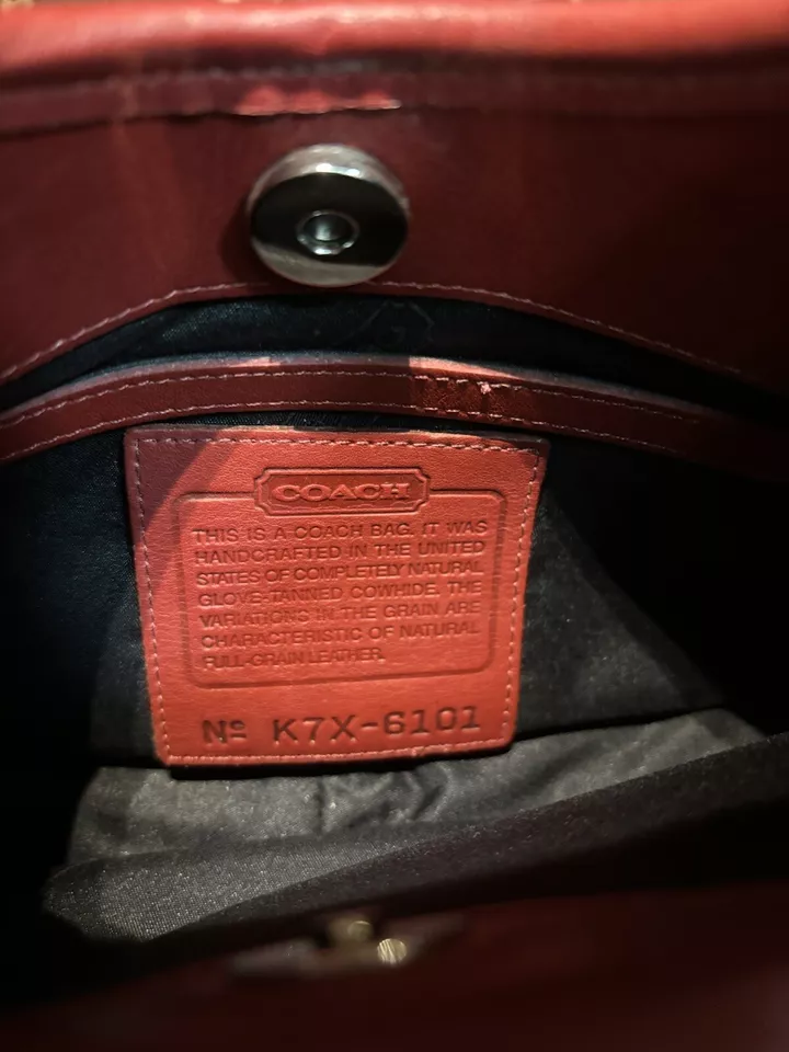 Vintage Coach Red Velvet Leather Ergo Boho Purse RARE
