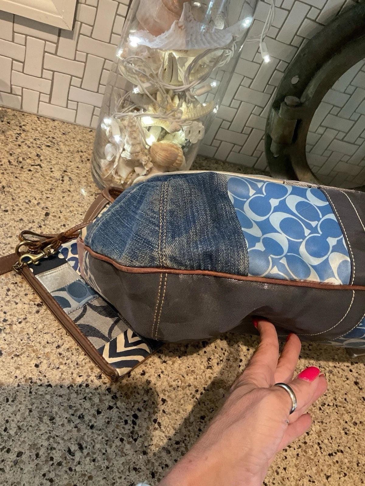 COACH Vintage Denim Patchwork Ergo Bag & Wristlet Limited Edition Style 10809