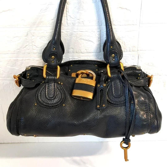 Chloe Paddington Black Leather Handbag Shoulder