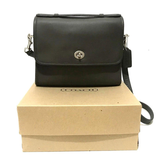 RARE Coach Vtg Classic Dark Gray Leather Sm Messenger Court Brief Bag 9870 USA!